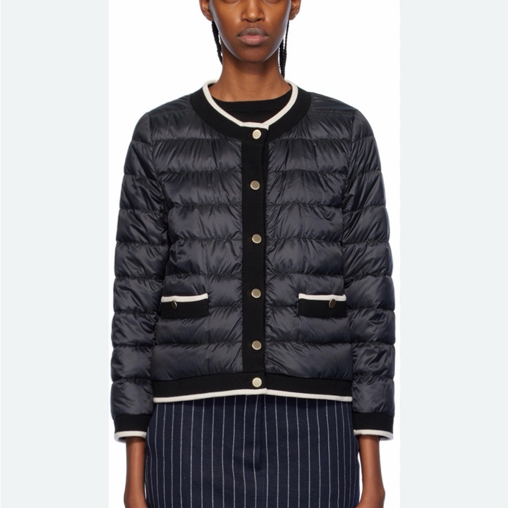 MaxMara Black Quilted Jacket with Cream Accents